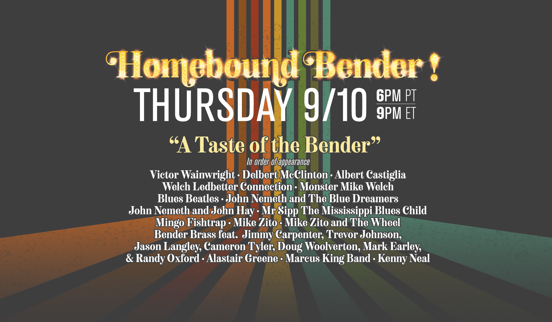 2020 Homebound Bender Schedule 9-10-20
